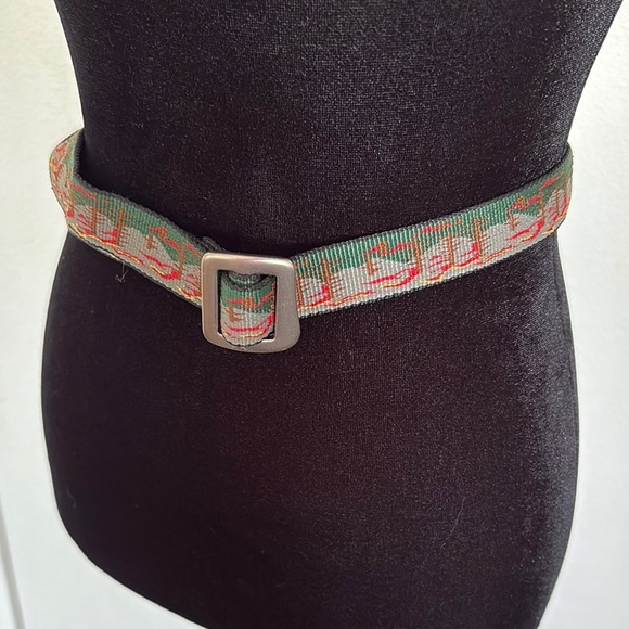 Bison Designs Casual Green and Red Fabric Belt with Metal Buckle - Picture 1 of 8